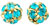 Rhinestone Balls 6mm : Gold - Aquamarine