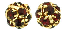 Rhinestone Balls 6mm : Gold - Siam Ruby