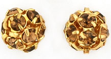 Rhinestone Balls 8mm : Gold - Smoky Topaz