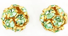 Rhinestone Balls 8mm : Gold - Peridot