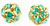 Rhinestone Balls 8mm : Gold - Teal