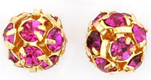 Rhinestone Balls 8mm : Gold - Fuchsia