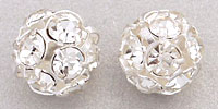 Rhinestone Balls 10mm : Silver - Crystal