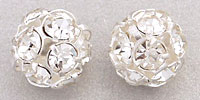 Rhinestone Balls 10mm : Silver - Crystal