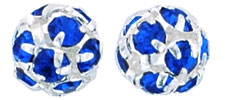 Rhinestone Balls 6mm : Silver - Sapphire