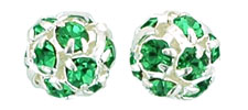 Rhinestone Balls 6mm : Silver - Peridot