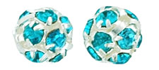 Rhinestone Balls 6mm : Silver - Aquamarine