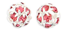 Rhinestone Balls 6mm : Silver - Fuchsia