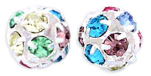 Rhinestone Balls 8mm : Silver - Multicolor