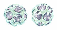 Rhinestone Balls 8mm : Silver - Lt Amethyst