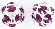 Rhinestone Balls 8mm : Silver - Amethyst