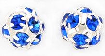 Rhinestone Balls 8mm : Silver - Sapphire