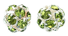 Rhinestone Balls 8mm : Silver - Olivine