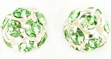 Rhinestone Balls 8mm : Silver - Peridot