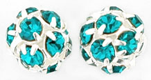 Rhinestone Balls 8mm : Silver - Teal