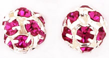 Rhinestone Balls 8mm : Silver - Fuchsia