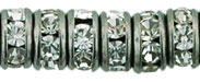 Rhinestone Rondelles 4.5mm : Gun Metal - Crystal