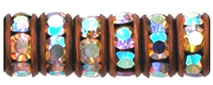Rhinestone Rondelles 4.5mm : Antique Copper - Crystal AB