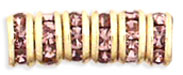 Rhinestone Rondelles 4.5mm : Gold - Lt Amethyst