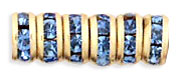 Rhinestone Rondelles 4.5mm : Gold - Lt Sapphire