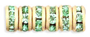 Rhinestone Rondelles 4.5mm : Gold - Peridot