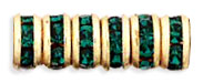 Rhinestone Rondelles 4.5mm : Gold - Emerald Green