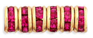 Rhinestone Rondelles 4.5mm : Gold - Fuchsia