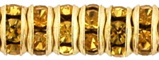 Rhinestone Rondelles 5mm : Gold - Med Topaz