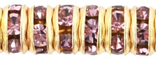 Rhinestone Rondelles 5mm : Gold - Lt Amethyst