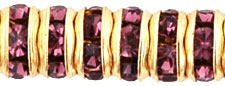 Rhinestone Rondelles 5mm : Gold - Amethyst