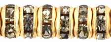 Rhinestone Rondelles 5mm : Gold - Black Diamond