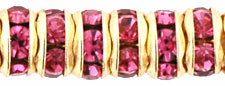 Rhinestone Rondelles 5mm : Gold - Fuchsia