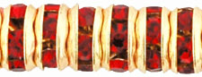 Rhinestone Rondelles 5mm : Gold - Siam Ruby