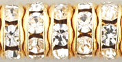Rhinestone Rondelles 6mm : Gold - Crystal