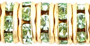 Rhinestone Rondelles 6mm : Gold - Peridot
