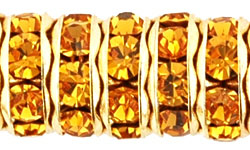 Rhinestone Rondelles 8mm : Gold - Med Topaz