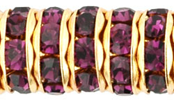 Rhinestone Rondelles 8mm : Gold - Amethyst