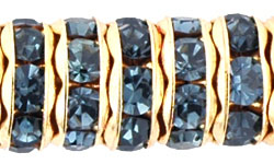 Rhinestone Rondelles 8mm : Gold - Montana Blue