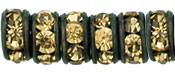 Rhinestone Rondelles 4.5mm : Black - Lt Colorado Topaz