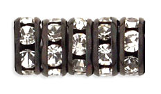 Rhinestone Rondelles 6mm : Black - Crystal