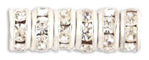 Rhinestone Rondelles 4.5mm : Silver - Crystal