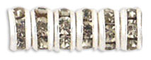 Rhinestone Rondelles 4.5mm : Silver - Black Diamond