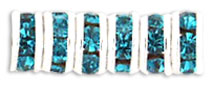 Rhinestone Rondelles 4.5mm : Silver - Teal