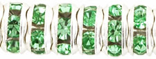 Rhinestone Rondelles 5mm : Silver - Peridot