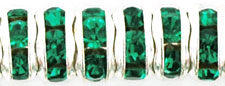 Rhinestone Rondelles 5mm : Silver - Emerald