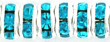 Rhinestone Rondelles 5mm : Silver - Aquamarine