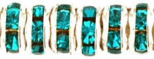 Rhinestone Rondelles 5mm : Silver - Teal