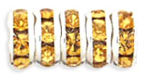 Rhinestone Rondelles 6mm : Silver - Med Topaz