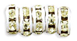 Rhinestone Rondelles 6mm : Silver - Jonquil