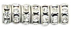 Rhinestone Rondelles 7mm : Silver - Crystal